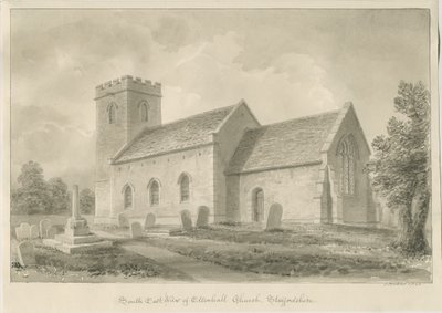 Igreja de Ellenhall: desenho em sépia de John Buckler