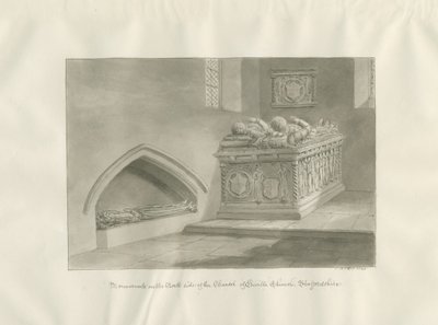 Igreja Enville - Monumento: desenho em sépia de John Buckler