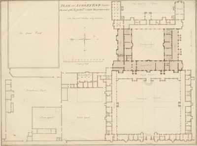 Essex - Audley End - Plano: desenho em sépia, 1815 de John Buckler