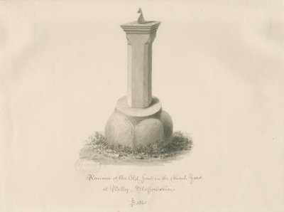 Fonte na Igreja Betley: desenho sépia de John Buckler