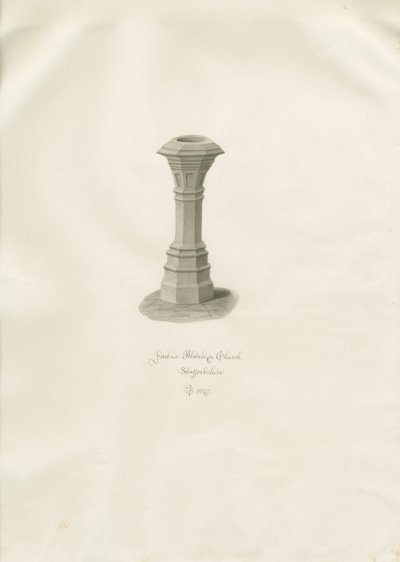 Fonte na Igreja de Aldridge: desenho sépia de John Buckler