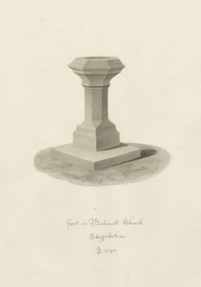 Fonte na Igreja de Bucknall: desenho sépia de John Buckler