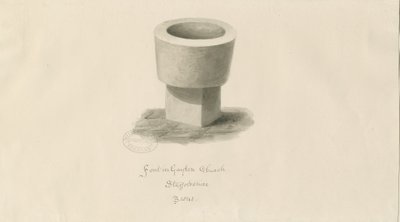 Fonte na Igreja de Gayton: desenho sépia de John Buckler