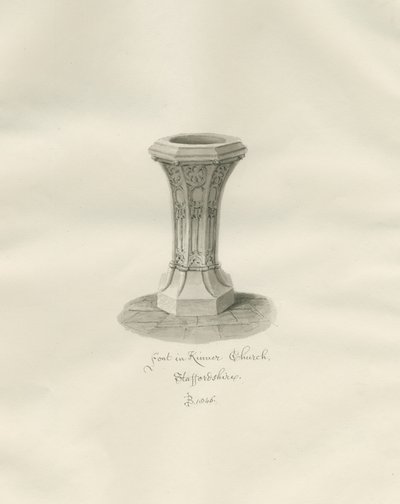 Fonte na Igreja Kinver: desenho sépia de John Buckler