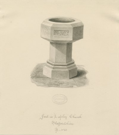 Fonte na Igreja Lapley: desenho em sépia de John Buckler
