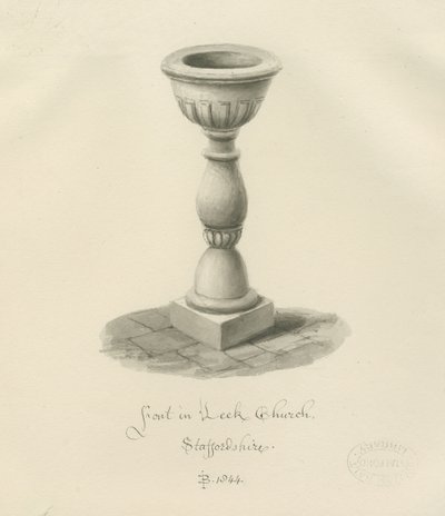 Fonte na Igreja Leek: desenho sépia, 1844 de John Buckler