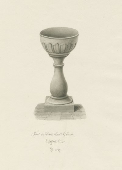Fonte na Igreja Patshull: desenho sépia de John Buckler