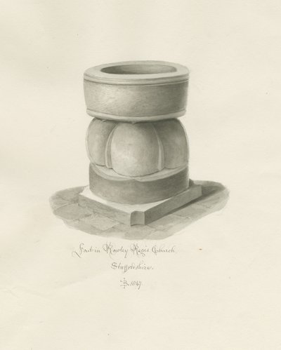 Fonte na Igreja Rowley Regis: desenho em sépia de John Buckler