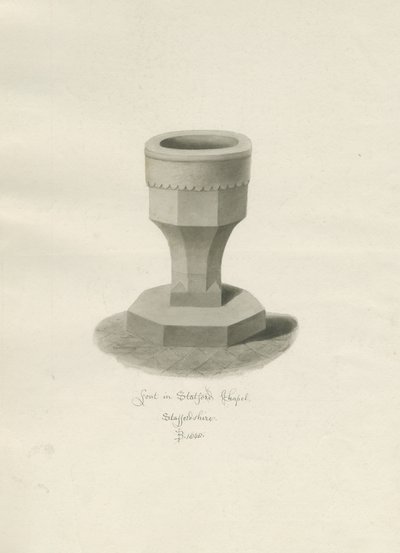 Fonte na capela de Statfold: desenho em sépia, 1848 de John Buckler