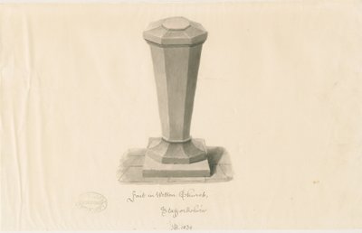 Fonte na Igreja de Wetton: desenho em sépia, 1839 de John Buckler