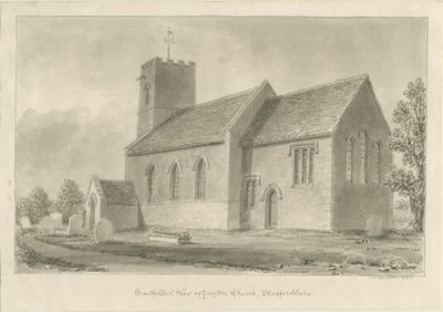 Igreja de Gayton: desenho em sépia, 1841 de John Buckler