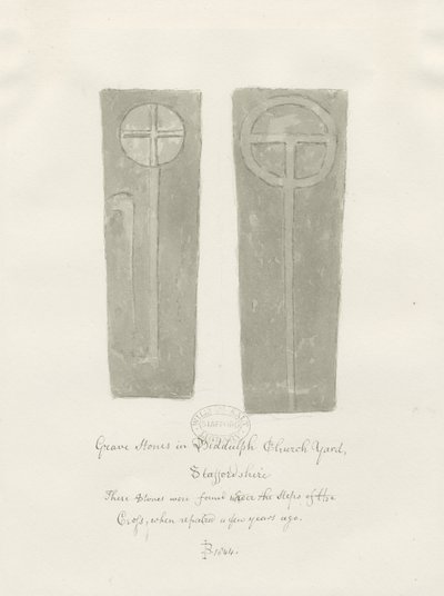 Pedras da sepultura no cemitério do Biddulph: desenho sépia de John Buckler