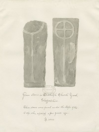 Pedras da sepultura no cemitério do Biddulph: desenho sépia de John Buckler