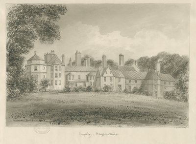 Hagley Hall: desenho sépia, 1814 de John Buckler