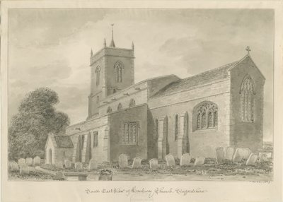 Igreja de Hanbury: desenho de lavagem sépia de John Buckler