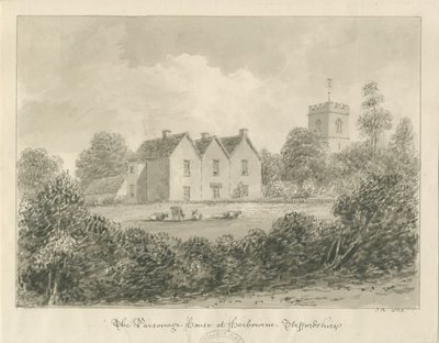 Harborne - Parsonage: desenho em sépia, 1833 de John Buckler