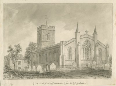 Igreja Harborne: desenho sépia de John Buckler