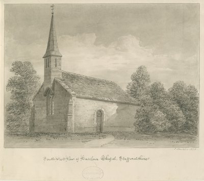 Capela Haselour: desenho sépia, 1828 de John Buckler