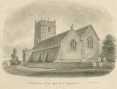 Igreja High Offley: desenho em sépia de John Buckler
