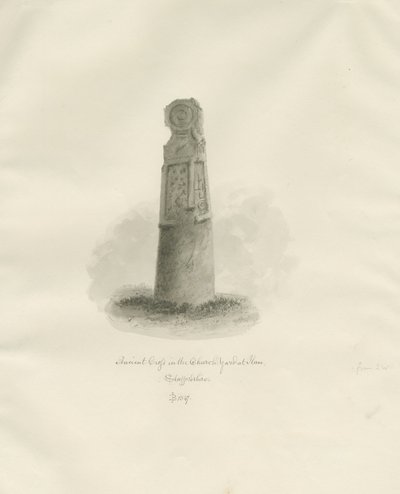 Igreja Ilam - Cruz Antiga: desenho em sépia de John Buckler