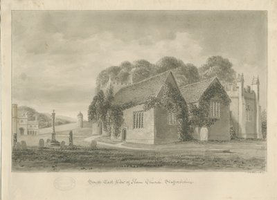 Igreja de Ilam: desenho em sépia, 1839 de John Buckler