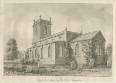 Igreja de Ingestre: desenho em sépia de John Buckler