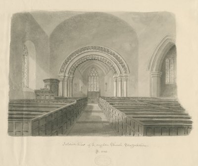 Interior da Igreja de Longdon: desenho sépia de John Buckler