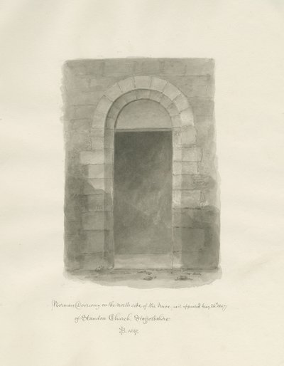 Interior da Igreja de Standon: desenho sépia, 24 de Maio de 1847 (desenho) de John Buckler