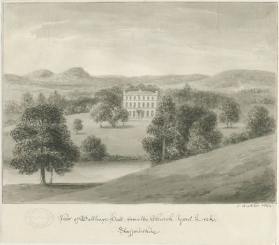 Leek - Ball Haye Hall: desenho sépia, 1844 de John Buckler