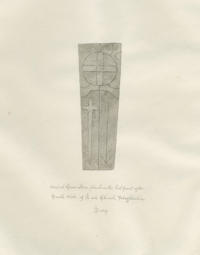 Igreja Leek - Lápide: desenho sépia de John Buckler