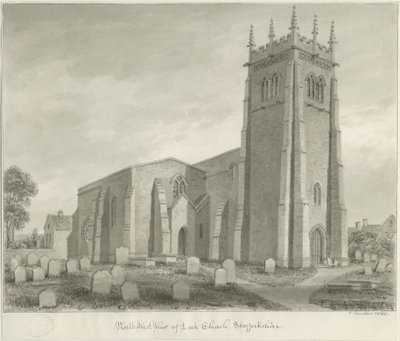 Igreja Leek: desenho sépia de John Buckler