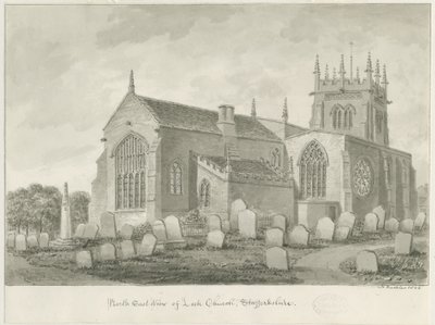 Igreja Leek: desenho em sépia, 1844 de John Buckler