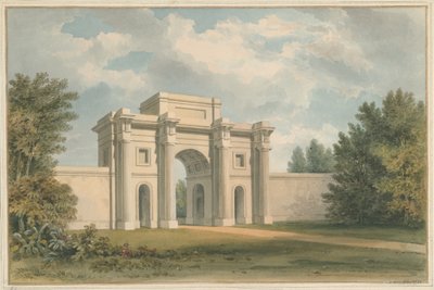 Leicestershire - Casa Gopsall - O Portal, 1820 de John Buckler