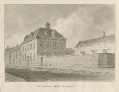 Lichfield - Escola de Gramática: desenho sépia de John Buckler
