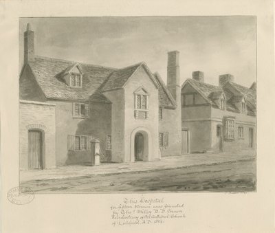 Lichfield - Hospital para Mulheres: desenho sépia de John Buckler