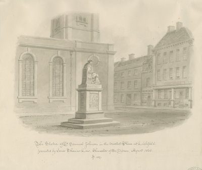 Lichfield - Market Place: desenho em sépia de John Buckler