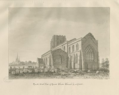 Lichfield - Igreja de St. Chad: desenho sépia de John Buckler
