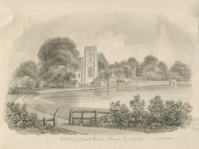 Lichfield - Igreja de St. Chad: desenho sépia de John Buckler