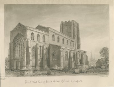 Lichfield - Igreja de St. Chad: desenho sépia de John Buckler