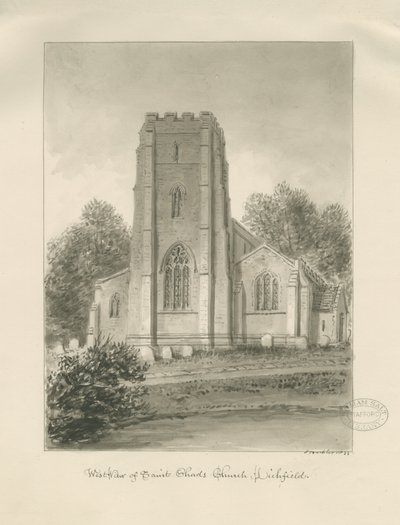 Lichfield - Igreja de St. Chad: desenho sépia de John Buckler