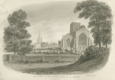 Lichfield - Igreja de St. Chad: desenho sépia de John Buckler