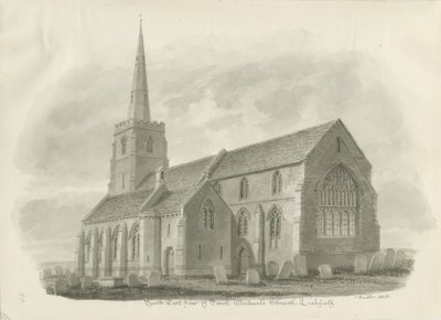 Lichfield - Igreja de São Miguel: desenho sépia de John Buckler