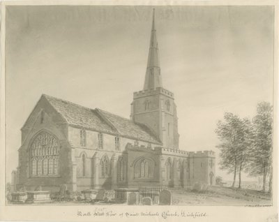 Lichfield - Igreja de São Miguel: desenho sépia de John Buckler