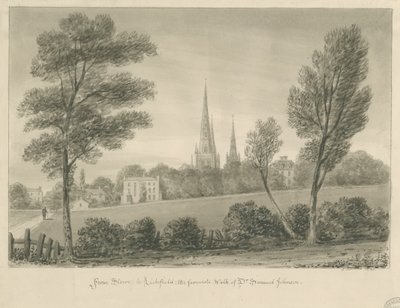 Lichfield - Stowe: desenho sépia de John Buckler