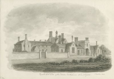 Lichfield - Union Workhouse: desenho sépia de John Buckler