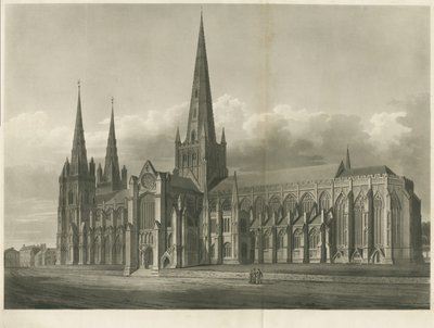 Catedral de Lichfield - Vista sudeste: gravura em aquatinta, sd [ Séc. XIX] de John Buckler