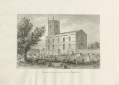 Igreja Longnor - &39;St. Giles &39;[St Batholomew]: desenho em sépia de John Buckler