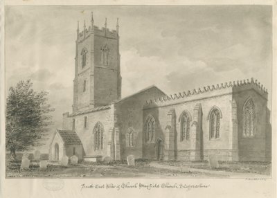 Igreja de Mayfield: desenho em sépia, 1839 de John Buckler