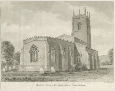 Igreja Mayfield: desenho sépia, 1844 de John Buckler
