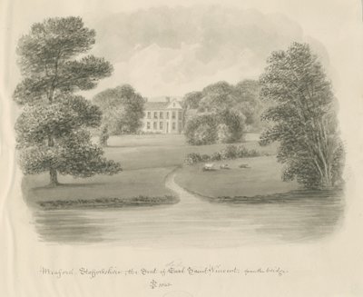 Meaford Hall: desenho de lavagem sépia de John Buckler